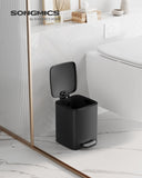 1 x RAW Customer Returns SONGMICS Bathroom Trash Can, 6L Compact Waste Bin, Pedal Bin, for Small Space, with Soft-Close Lid, Steel, Black LTB590B0602 - RRP €35.99