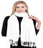 1 x RAW Customer Returns CJ Apparel Pashmina Scarf, Shawl, Stole, Wrap, Face Cover, Brilliant White, Solid Color, Brilliant White A1014a, One size - RRP €27.6