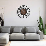 1 x RAW Customer Returns HAITANG 40cm Large Black Wall Clock, Living Room Clock, Decoration Vintage Style Silent Non-ticking Metal Wooden Wall Clock for Farmhouse, Dining Room, Bedroom, Kitchen, Home Wall Decoration - RRP €40.33