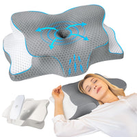 1 x RAW Customer Returns SAHEYER Neck Pillow Memory Foam Pillow, Ergonomic Neck Support Pillow, Side Sleeper Pillow with Ice Silk Pillowcase, Orthopedic Pillow for Side, Back Stomach Sleepers - RRP €39.99