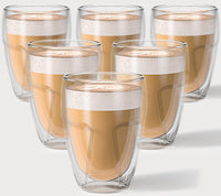 1 x RAW Customer Returns Latte Macchiato glasses double-walled set of 6 350ml - Dishwasher-safe thermal glasses double-walled glasses made of borosilicate glass - Double-walled coffee glasses cappuccino glasses double-walled tea glasses set - RRP €34.97