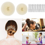 12 x Brand New 8 Piece Hair Donut Set, Hair Knot Ring Women s Hair Bun Donut Bun Cushion Hair Styling Hair Accessories with 50 Pcs U-Shaped Hair Clip 4 Medium and 4 Small  - RRP €165.12