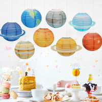 1 x RAW Customer Returns 8PCS Paper Lanterns Planets Celestial Body Lanterns Lampshade Solar System Lantern Decoration for Children Theme Birthday Party Christening Room Decoration Hanging Decorations 30x30cm  - RRP €17.29