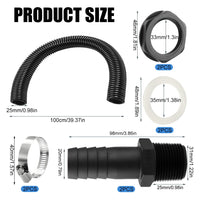 2 x Brand New Rain barrel connector set including 2 rain barrel feedthroughs 1 inch 100cm connecting hose 25mm with 2 hose clamps, tank feedthrough rain barrel connection set - RRP €31.3