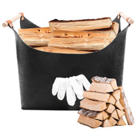 2 x Brand New Wood basket for firewood, firewood basket with felt pockets, firewood basket, foldable felt basket, felt bag for shopping, firewood basket for storing firewood, newspapers, wood, toys gray  - RRP €34.46