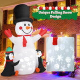 1 x RAW Customer Returns 180cm Inflatable Decoration Christmas Decoration, Victop Christmas Snowman Outdoor Decorations with Rotating Snow LED Light and 2 Penguins, for Holiday Party, Christmas Garden Party Decoration - RRP €26.4