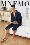 1 x RAW Customer Returns Mnemo Men s Waffle Light Kimono Waffle Bathrobe in Organic Cotton, Navy Blue, XL - RRP €24.0