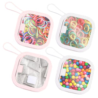 1 x RAW Customer Returns GAESHOW 4 Pack Portable Hair Tie Organizer, Hair Tie Organizer, Transparent Small Container for Hair Clips, Mini Hair Clips Organizer, Travel Jewelry Box for Hair Ropes White Pink  - RRP €20.35