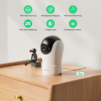 1 x RAW Customer Returns Jeeber 24 7 pet camera with app 360 degree swivel WiFi indoor camera surveillance inside, 2K WiFi surveillance camera inside with automatic tracking, two-way audio dog camera for pet baby - RRP €35.99