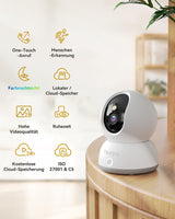 1 x RAW Customer Returns blurams 2K indoor surveillance camera, 360 degree WiFi camera with one-touch call, dog camera for pets house children, color night vision, alarm, compatible with Alexa 2.4GHz Wi-Fi  - RRP €35.99