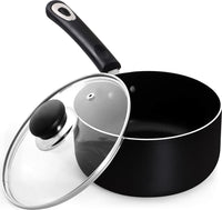 1 x RAW Customer Returns KICHLY Sauce pan 18 cm cooking pot 1.89 liters - non-stick saucepan with lid - small pan - multi-purpose soup pot for kitchens and restaurants black  - RRP €17.38