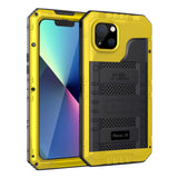 1 x RAW Customer Returns Beeasy for iPhone 13 Waterproof Outdoor Case 6.1 , Shockproof Armored Case Military 360 Degree Protective Case with Screen Protector, Robust Metal Heavy Duty Cell Phone Case iPhone 13 Case, Yellow - RRP €31.25