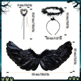 11 x RAW Customer Returns WIWJ 60CM Angel Wings with Halo Headband and Magic Wand, Black Angel Wings Party Costume, Feather Wings Angel Wings Costume for Halloween Carnival Cupid Cosplay Party Mardi Gras Costumes Decoration - RRP €171.82