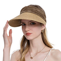 1 x Brand New NICEYEA Women s Visor Straw Hat Wide Brim Sun Hat Summer Hat Anti-Sun Breathable Adjustable for Beach Travel Vacation - RRP €22.8