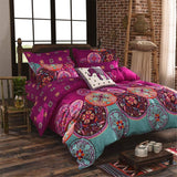 1 x RAW Customer Returns Koudi Boho bed linen 135x200 4-piece Indian Exotic Vintage Bohemian duvet covers microfiber colorful mandala pattern reversible bed linen and 2 pillowcases 80x80 cm with zipper - RRP €47.39