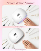 1 x RAW Customer Returns SUNUV UV Nail Gel Lamp, 48W UV LED Nail Lamp Fast Nail Dryer with 4 Timers, Nail Dryers and UV Lamps with Automatic Sensor LCD Display for Nail Polish Gels SUN4S Pink - RRP €52.99