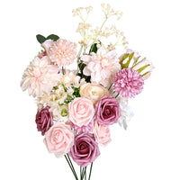 1 x RAW Customer Returns OrgMemory Silk Flowers, Artificial Flower Bouquet, Flower Combo Box, with Stems for DIY Floral Arrangements, Wedding Party Home Baby Shower Decor Champagne Dusky Pink  - RRP €23.99