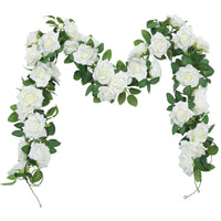 1 x RAW Customer Returns SHACOS 3 pieces 6 meters flower garland decoration artificial rose garland white flower garland wedding rose garland artificial flowers silk flowers hanging garland for wedding, decoration - RRP €22.99