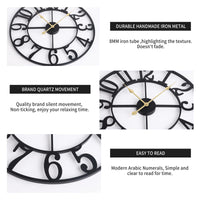 1 x RAW Customer Returns HAITANG Large Modern Wall Clock Living Room, Black Wall Clock Round Metal Silent Non Ticking Battery Operated, 16 Inch Arabic Numerals, Clocks for Bedroom, Vintage Style Kitchen Decoration - RRP €40.32