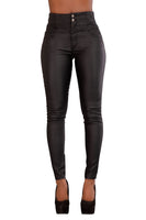 1 x RAW Customer Returns Glook Women s Faux Leather Pants Skinny Biker Pants Leather Look High Waist Jeans 40, Black  - RRP €41.83