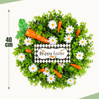 1 x Brand New Easter wreath for hanging Easter door wreath Decorative table wreath with Easter carrot daisies for Easter front door fence window home decoration - RRP €20.4