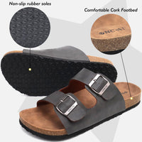 1 x RAW Customer Returns ONCAI mules men, cork flat slippers summer beach slippers indoor and outdoor sandals with adjustable strap gray EU 43.5 - RRP €31.99