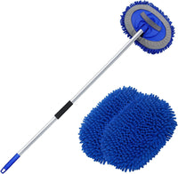 1 x RAW Customer Returns Car wash brush, car washing brush with telescopic handle 160CM car wash mop, long handle, multifunctional car cleaning brush for cars, motorhomes, trucks, windows 180 swivel head blue  - RRP €19.7