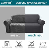 2 x Brand New Granbest Thick Cover for 2-seater sofa and Furniture in Gray, made of Jacquard Fabric with Spandex, elastic, Elegant, Non-slip and Scratch Resistant - RRP €47.38