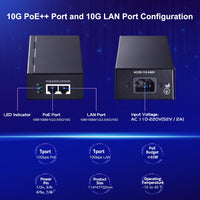 1 x RAW Customer Returns MokerLink 10G PoE Injector, 10GBASE-T RJ45 Ethernet Ports, 10G 5G 2.5G 1G Rate Auto-adaptive, 802.3af 15.4W, 802.3at 30W, 802.3bt 60W, Plug Play, Metal Housing - RRP €59.99