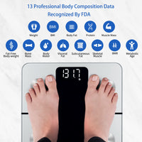 1 x RAW Customer Returns Vitafit body fat scale personal scale with APP, body analysis scale with Bluetooth, scale for people with body fat and muscle mass, BMI, protein, BMR, silver - RRP €25.56