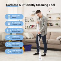 1 x RAW Customer Returns Electric Cleaning Brush 4000mAh Battery Spin Scrubber Cordless with 6 Brush Heads, Adjustable Telescopic Rod 350RPM Cleaning Brush for Bathtub, Bathroom Floor, Corners, Kitchen, Car, Floor - RRP €37.8