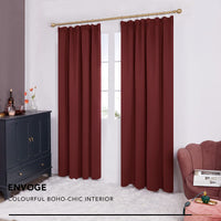 1 x RAW Customer Returns Deconovo curtains, blackout curtains, thick thermal curtains with ruffle tape, window curtains, 200 x 140 cm height x width , red, set of 2 - RRP €34.92