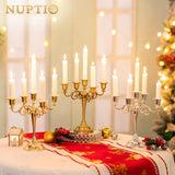 1 x RAW Customer Returns Nuptio Gold Candle Holders 5-Arm Metal Candlestick Stands 27cm Tall Tapered Candle Holder for Wedding Party Birthday Dining Table Fireplace Christmas Decorations - RRP €23.8