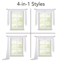 1 x RAW Customer Returns Deconovo valance transparent curtains scarves voile curtain freehand decoration decorative scarves wedding arch wedding living room bedroom canopy bed, 140x600 cm, white - RRP €13.61