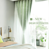 1 x Brand New Lanqinglv Blackout Curtains Children s Room Curtains Set of 2 Stars Blackout Curtains Opaque with Eyelets Girls Voile Gradient Curtains Green H 243 x W 132 cm  - RRP €10.07