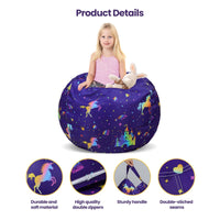 1 x RAW Customer Returns decalsweet Unicorn Bean Bag for Kids Toys Stuffed Animal Storage Large for Girls Boys Storage Nursery Bag Only - RRP €30.19