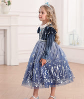 8 x Brand New LiUiMiY Girls Princess Elsa Dress Long Sleeves for Dressing Up Queen Tulle Fancy Costume for Birthday Carnival Christmas with Accessories, 5-6 Years Label 130  - RRP €298.4