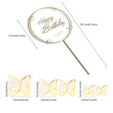 15 x Brand New Gold Metal Butterfly and Happy Birthday Cake Toppers, Birthday Cake Decorations, Party Decorations, White Gold, 11 Pieces - RRP €125.85