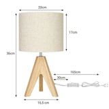 1 x RAW Customer Returns EDISHINE set of 2 wooden bedside lamps, tripod table lamp E27 socket, vintage beige linen lampshade, for decoration bedroom, living room, gift - RRP €59.0