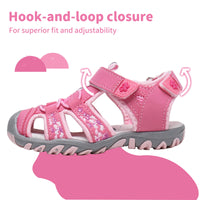 1 x RAW Customer Returns Apakowa Baby Little Girls Summer Closed Toe Athletic Outdoor Hiking Beach Sandals Sports Trail Sandals for Kids with Velcro Fastener - RRP €29.99