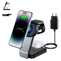 1 x RAW Customer Returns in 1 foldable inductive charging station, Magsafe wireless charger for iPhone 15 14 13 12 Pro Max Mini, wireless charger for Apple Watch 9 8 7 6 SE 5 4 3 2, AirPods Pro 2 3 with adapter  - RRP €30.24