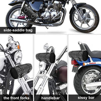 1 x RAW Customer Returns Universal motorcycle saddle bag, motorcycle bag, motorcycle tool bag, fashionable round PU leather waterproof motorcycle tool bag, with 2 straps, multifunctional motorcycle tail bag black  - RRP €22.28