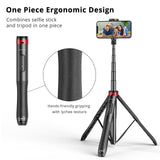 1 x RAW Customer Returns ATUMTEK 51 inch selfie stick tripod, selfie tripod with heavy-duty aluminum and non-slip tripod feet for iPhone and Android cell phone selfie, video recording, video blogs live streaming red - RRP €36.29