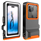 1 x RAW Customer Returns ShellBox Waterproof Phone Case Underwater Waterproof Cell Phone Water Protective Case Cell Phone Case Waterproof Swimming Bathing Compatible for iPhone 15 14 13 12 15 Pro Max Samsung S24 Ultra Black Orange  - RRP €59.99