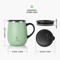 1 x RAW Customer Returns Ideus Coffee Mug 470 ml 16 oz , Double Wall Vacuum Insulated Stainless Steel Coffee and Tea Cup with Non-Slip Handle and Sliding Module Lid and Large Volume Grass Green  - RRP €24.99