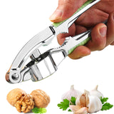 1 x RAW Customer Returns Garlic Press Nutcracker Stainless Steel with Non-Slip Handle, Nutcracker Walnuts Garlic Press Stainless Steel for Garlic, Linger, Walnut, Easy to Clean 2 in 1 Multifunctional Garlic Press - RRP €9.06