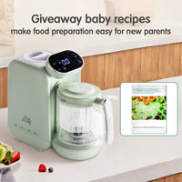 1 x RAW Customer Returns 5-in-1 baby food processor, baby food maker, baby puree maker, baby food preparation, bottle warmer - baby steaming, mixing, warming green  - RRP €117.96