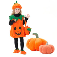 1 x RAW Customer Returns DAOUZL Pumpkin Costume for Kids Halloween, Pumpkin Costume for Halloween with Hat, Shoes and Bag, High Quality Pumpkin Costume for Kids, Pumpkin Costume for Kids for Halloween Carnival Cosplay - RRP €19.15