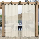 1 x RAW Customer Returns Heavyoff Outdoor Curtain Waterproof Transparent Curtains with Eyelets Linen Look Outdoor Curtains for Gazebo Balcony Terrace Pavilion 2 Pieces, Beige, 132x213cm - RRP €34.27