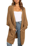 1 x RAW Customer Returns Uusollecy Cardigan Women Long Open Front Cardigan, Casual Loose Long Sleeve Knitted Cardigan with Pocket Brown S - RRP €38.99